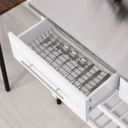 HOMCOM Kitchen Island with Stainless Steel Top, Open Shelves, and Drawers, Gray Default -DTYStore