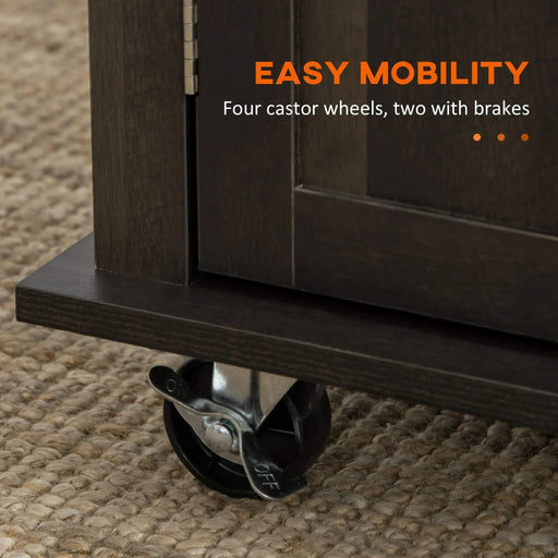 HOMCOM Modern Rolling Kitchen Island Cart with Spice Rack, Brown Oak Default -DTYStore