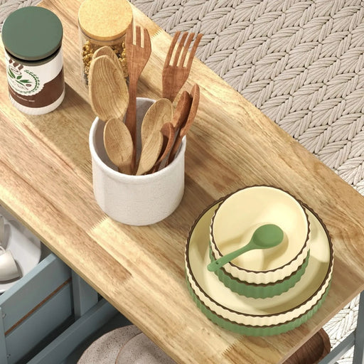 HOMCOM Rolling Kitchen Island Cart, Bar Serving Cart, Compact Trolley on Wheels with Wood Top, Shelves & Drawers for Home Dining Area, Gray Default -DTYStore