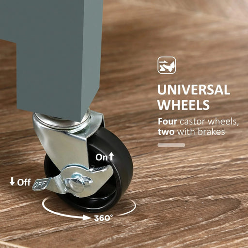 HOMCOM Rolling Kitchen Island Cart, Bar Serving Cart, Compact Trolley on Wheels with Wood Top, Shelves & Drawers for Home Dining Area, Gray Default -DTYStore