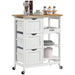HOMCOM Rolling Kitchen Island Cart, Bar Serving Cart with Drawers, White Default -DTYStore
