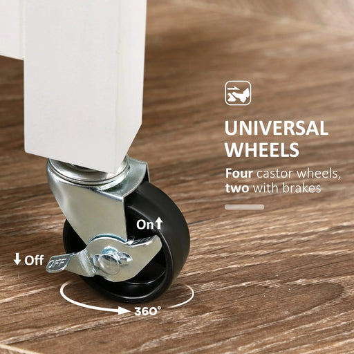 HOMCOM Rolling Kitchen Island Cart, Bar Serving Cart with Drawers, White Default -DTYStore