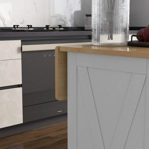 HOMCOM Rolling Kitchen Island with Drop Leaf Wood Breakfast Bar, Farmhouse Kitchen Cart with 2 Drawers, Adjustable Shelves for Dining Room, White Default -DTYStore