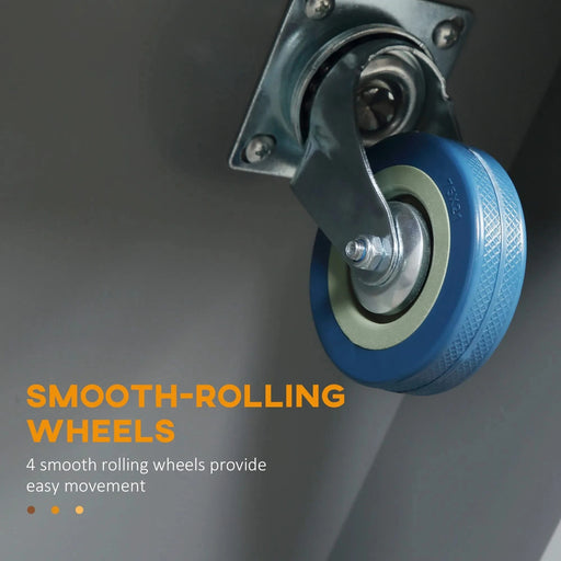 HOMCOM Rolling Kitchen Island with Stainless Steel Top and Storage, Gray, MDF, 57 x 17.75 x 36 inches Default -DTYStore