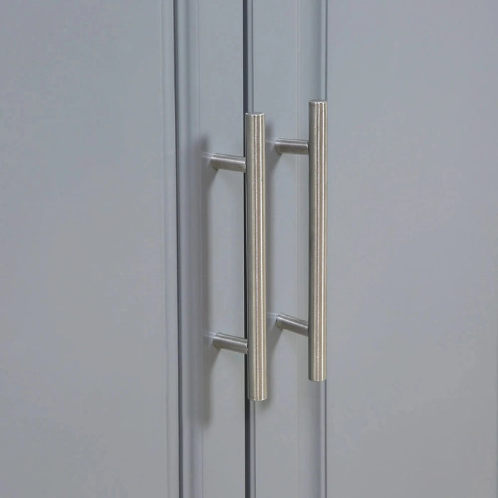 HOMCOM Rolling Kitchen Island with Stainless Steel Top and Storage, Gray, MDF, 57 x 17.75 x 36 inches Default -DTYStore