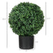 HOMCOM Set of 2 20.5' Artificial Ball Boxwood Topiary Trees with Pot, Indoor Outdoor Fake Plants for Home Office & Living Room Decor Default -DTYStore