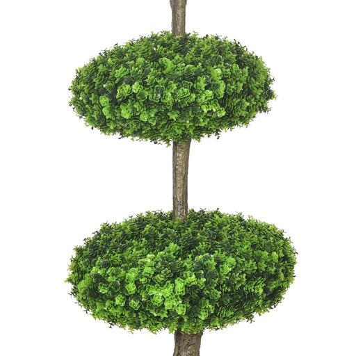 HOMCOM Set of 2 Artificial Boxwood Topiary Trees in Pots, 43.25' Artificial Plants Faux Trees for Home Office, Living Room Decor, Indoor & Outdoor Default -DTYStore