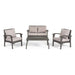 HONOLULU Modern 4PC PE Wicker Seating Set with Cushions Grey Durable Rattan Default -DTYStore