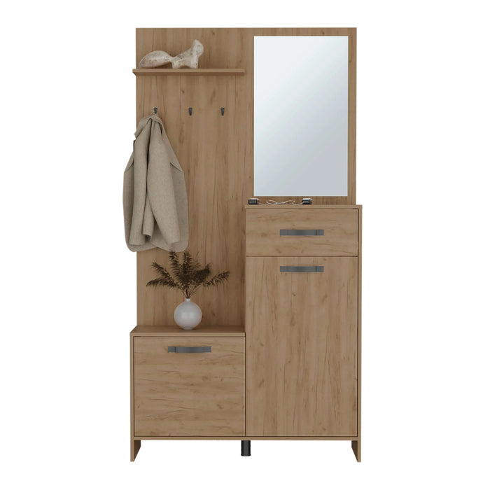 Hall Tree, 2 Doors, 1 Drawer, 1 Shelf, 1 Mirror - DTY Store