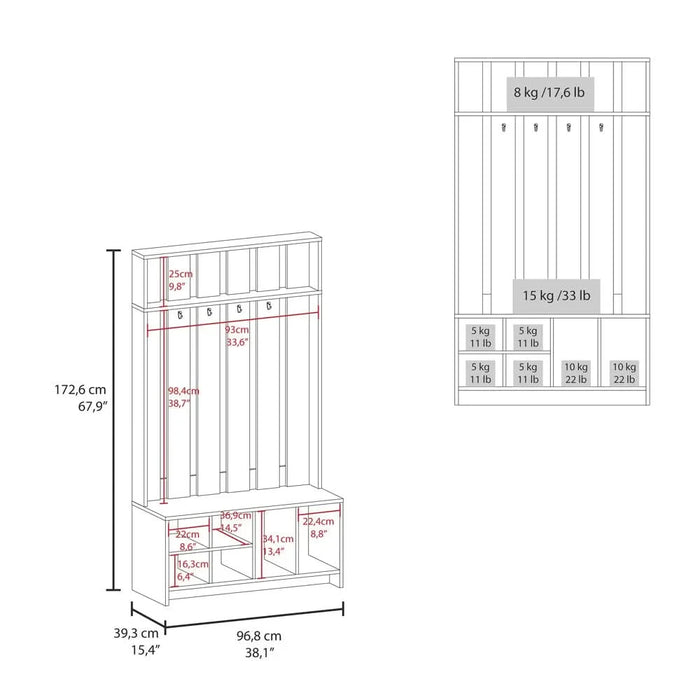 Hall Tree Murphy, Living Room, Concrete Gray Default -DTYStore