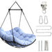 Hammock Chair Swing with Cushion - Outdoor Indoor Hanging Hammock Chair for Patio, Porch, Bedroom, Garden, Courtyard, Balcony - Sturdy Steel Bar with Anti-Slip Safety Rings, BLUE Default -DTYStore