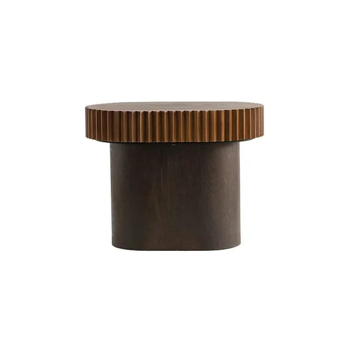 Handcraft Round Nesting Coffee Table Set of 2, - Chic Wave Stripe Edge, Modern Stylish Wooden Circle Fluted Center Table for Living Room Default -DTYStore