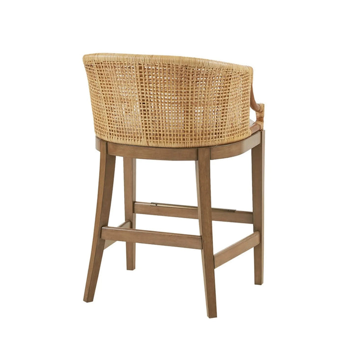 Handcrafted Rattan Counter Stool with Cushioned Seat in Natural Finish, 25' Height Default -DTYStore