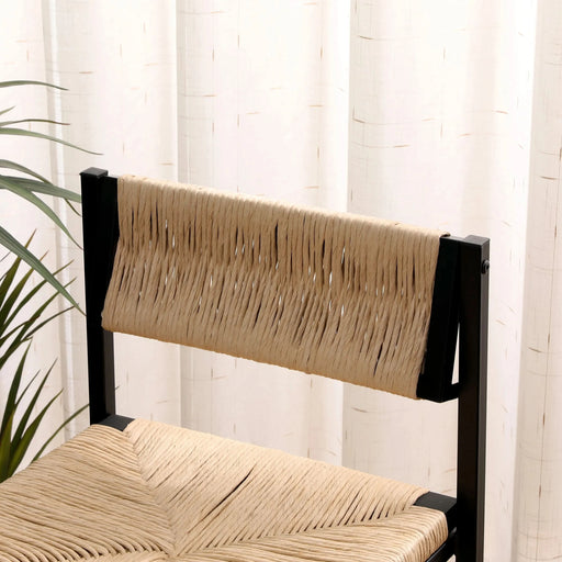 Handwoven Honey Bar Stools Set of 2 with Paper Rope Weave Back for Kitchen Island, Bar & Counter Default -DTYStore