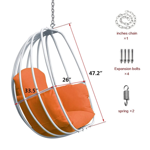Hanging Egg Chair , Hammock Swing Chair with Hanging Kit,Orange Default -DTYStore