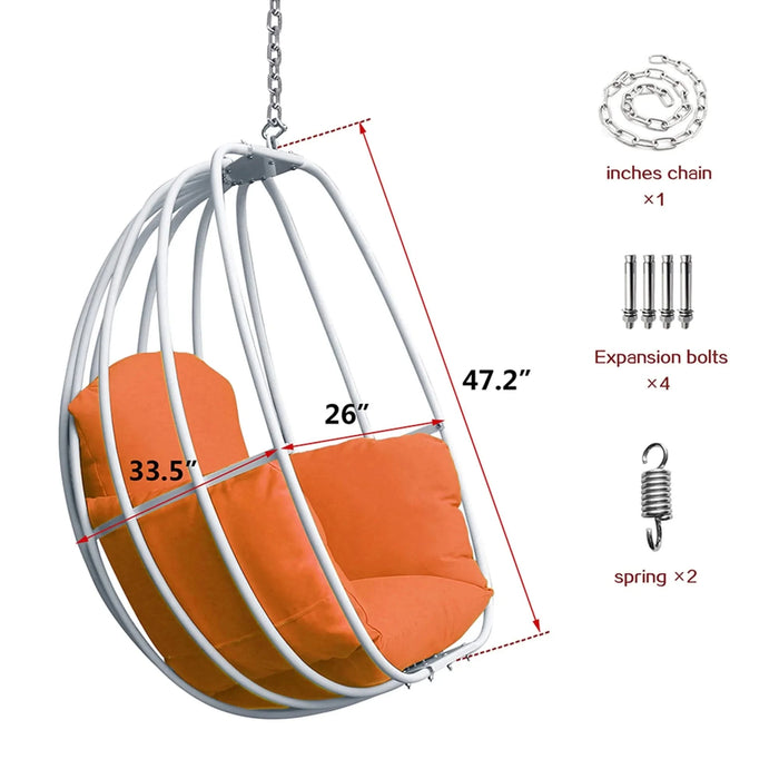 Hanging Egg Chair , Hammock Swing Chair with Hanging Kit,Orange Default -DTYStore