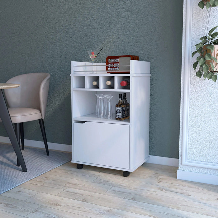 Hannah White 1-Door Bar Cart Default -DTYStore