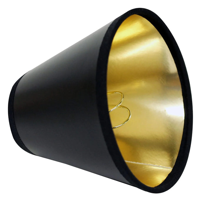 Hardback Chandelier Lampshade with Flame Clip (Set of 6), Black Animal Hide Lampshade with Gold Lining for Table Lamps, 3' Top x 4' Bottom x 4' Height Default -DTYStore