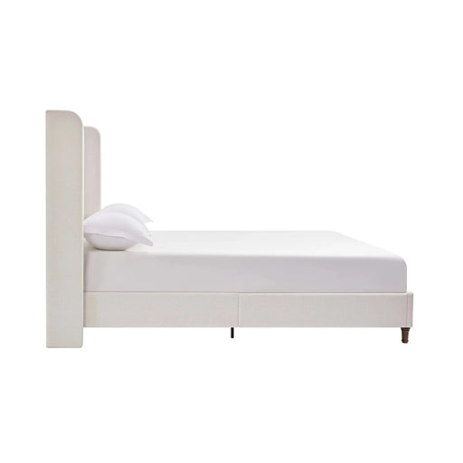 Harper Tall Headboard Upholstered Bed 54' High Headboard Elegant Simplicity Cream White Chenille King Default -DTYStore