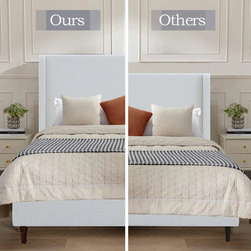 Harper Tall Headboard Upholstered Bed with Elegant Simplicity in Cream White Boucle, King Size, Easy Assembly Default -DTYStore