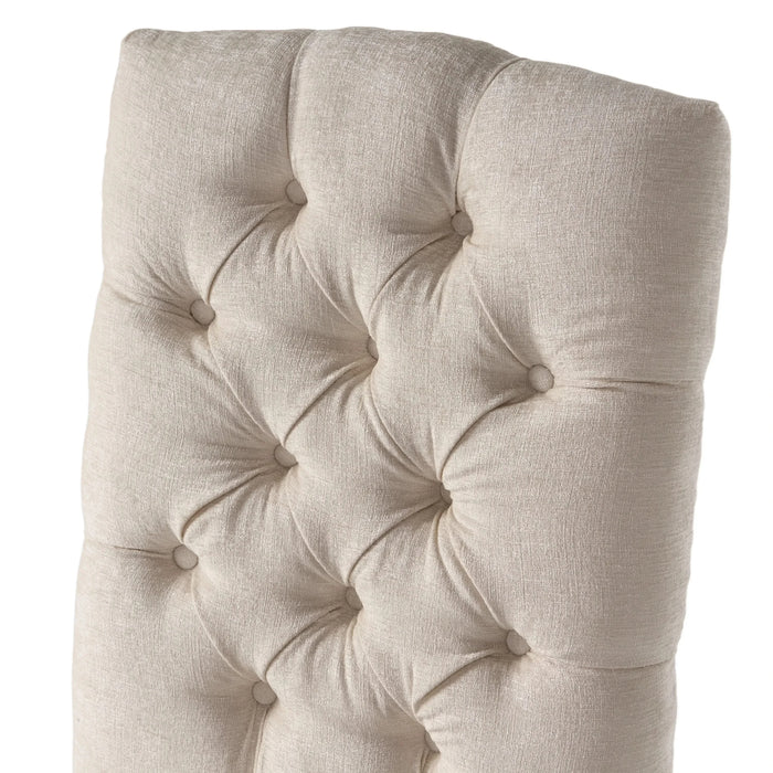 Harriet KD Tufted Dining Chairs Set of 2 Upholstered Ivory Fabric with Solid Wood Frame Default -DTYStore