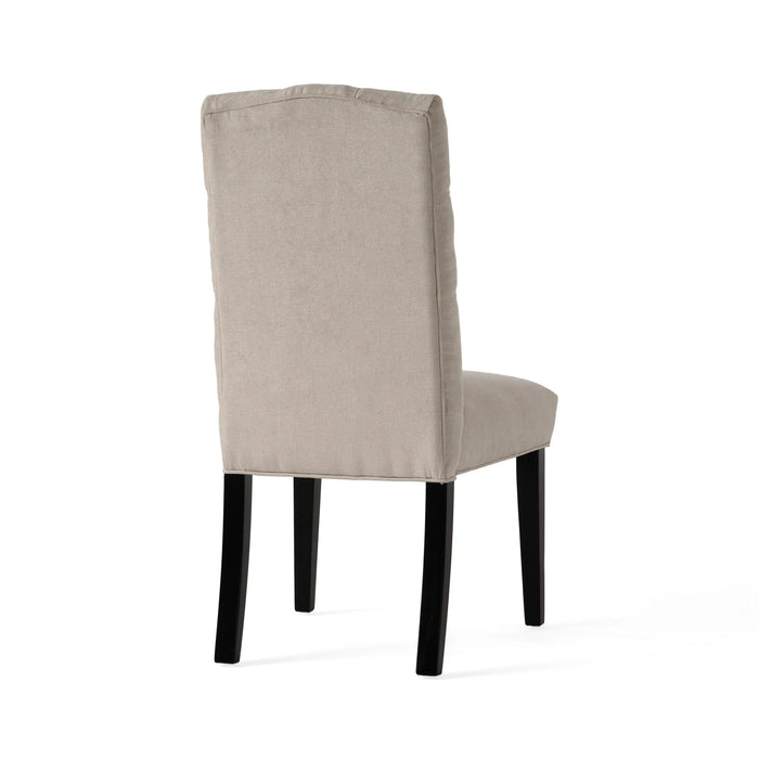 Harriet KD Tufted Dining Chairs Set of 2 Upholstered Ivory Fabric with Solid Wood Frame Default -DTYStore
