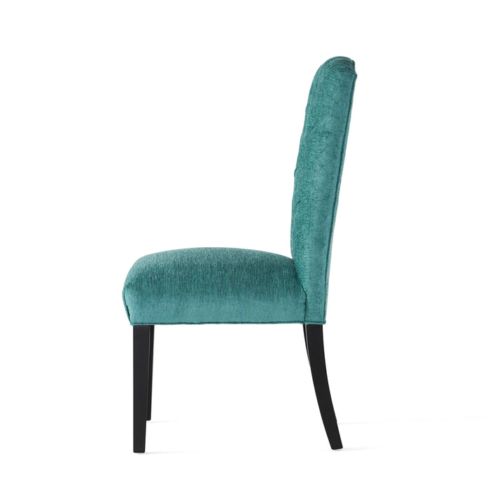 Harriet KD Tufted Dining Chairs Set of 2 in Teal Green with Solid Wood Frame and Soft Fabric Upholstery Default -DTYStore