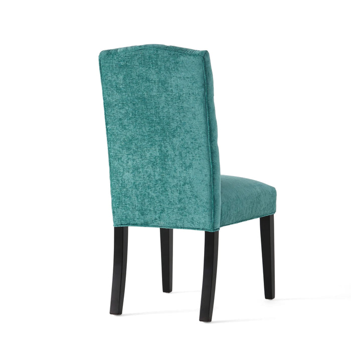 Harriet KD Tufted Dining Chairs Set of 2 in Teal Green with Solid Wood Frame and Soft Fabric Upholstery Default -DTYStore