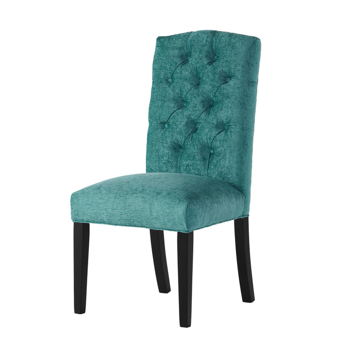 Harriet KD Tufted Dining Chairs Set of 2 in Teal Green with Solid Wood Frame and Soft Fabric Upholstery Default -DTYStore