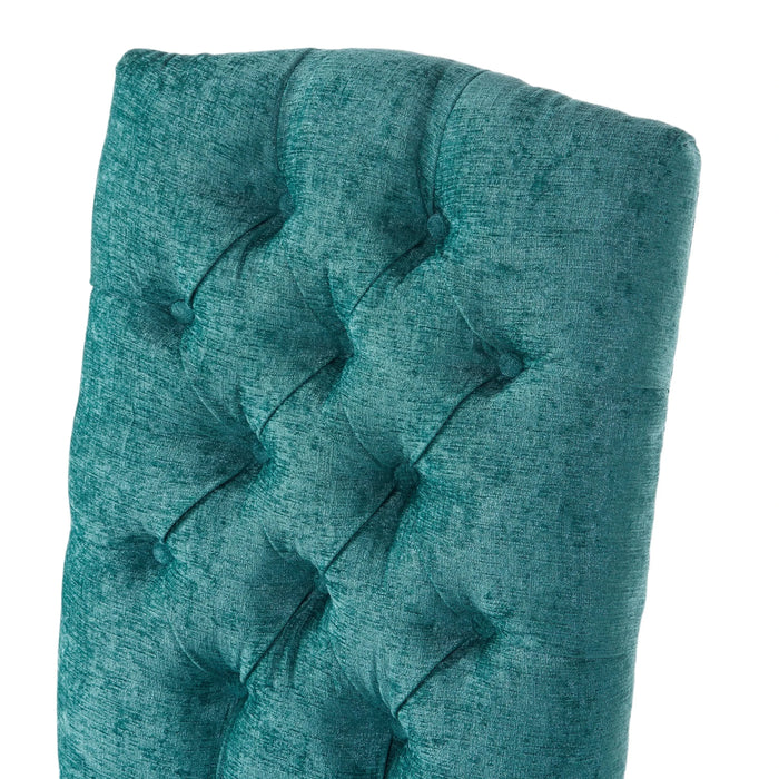 Harriet KD Tufted Dining Chairs Set of 2 in Teal Green with Solid Wood Frame and Soft Fabric Upholstery Default -DTYStore