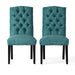 Harriet KD Tufted Dining Chairs Set of 2 in Teal Green with Solid Wood Frame and Soft Fabric Upholstery Default -DTYStore