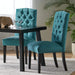 Harriet KD Tufted Dining Chairs Set of 2 in Teal Green with Solid Wood Frame and Soft Fabric Upholstery Default -DTYStore