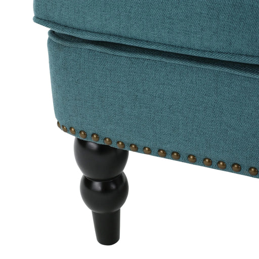 Harrison Tufted Club Chair with Plush Cushion and Studded Trim in Dark Teal Linen, 28 x 31.75 x 35 inches Default -DTYStore