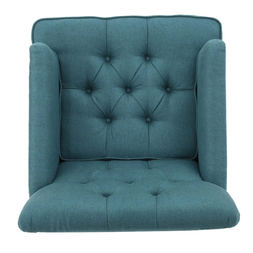 Harrison Tufted Club Chair with Plush Cushion and Studded Trim in Dark Teal Linen, 28 x 31.75 x 35 inches Default -DTYStore
