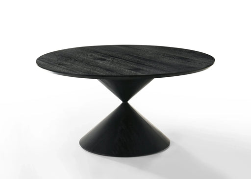 Haven 59' Round Ebony Black Pedestal Dining Table with Hourglass Base Default -DTYStore