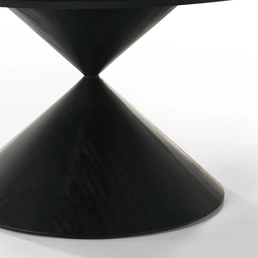 Haven 59' Round Ebony Black Pedestal Dining Table with Hourglass Base Default -DTYStore