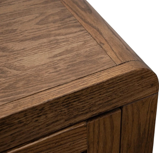 Haven 65 inch TV Stand with Glass Doors, for TVs up to 75 inches, No Assembly Required, Oak Bourbon Finish Default -DTYStore