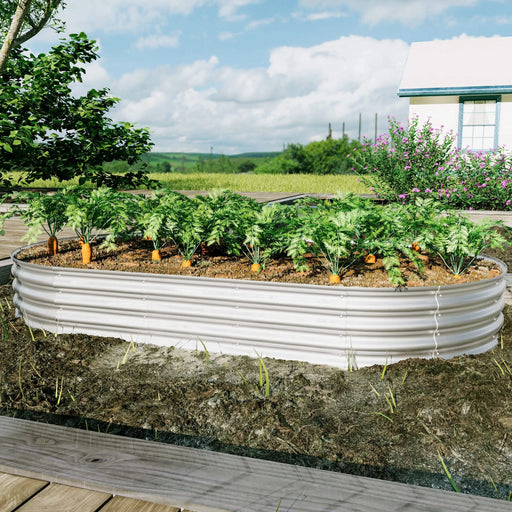 Heavy Duty Galvanized Raised Garden Bed Kit for Vegetables, Flowers & Herbs, Rust-Resistant, Silver, 8x4x1ft Default -DTYStore