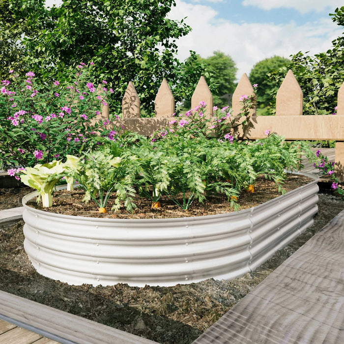 Heavy Duty Galvanized Raised Garden Bed Kit for Vegetables, Flowers & Herbs, Rust-Resistant, Silver, 8x4x1ft Default -DTYStore