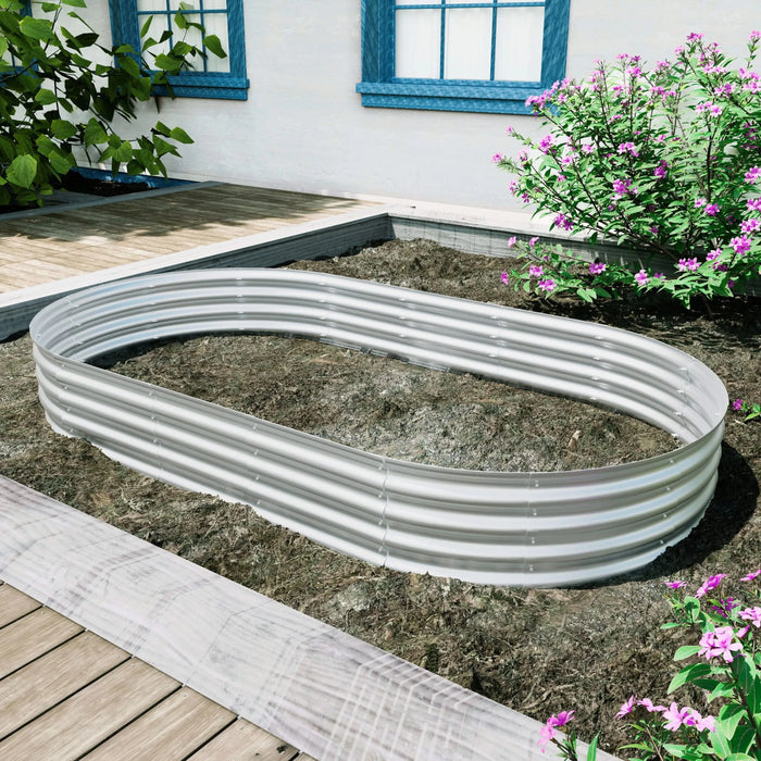 Heavy Duty Galvanized Raised Garden Bed Kit for Vegetables, Flowers & Herbs, Rust-Resistant, Silver, 8x4x1ft Default -DTYStore