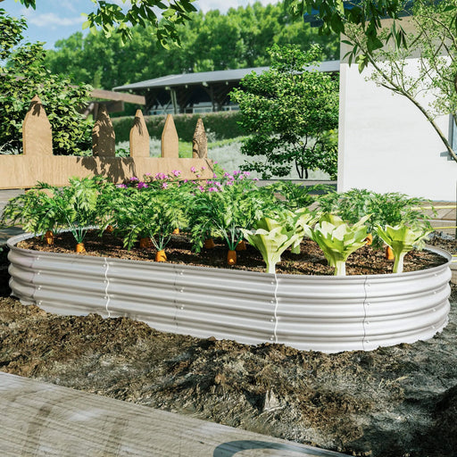 Heavy Duty Galvanized Raised Garden Bed Kit for Vegetables, Flowers & Herbs, Rust-Resistant, Silver, 8x4x1ft Default -DTYStore