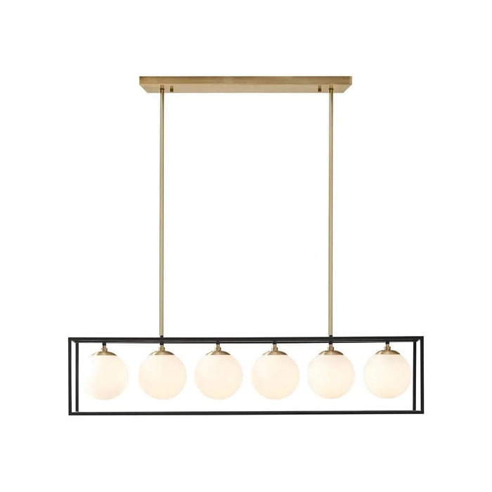 Helena 6-Light Frosted Glass Globe Linear Chandelier Default -DTYStore