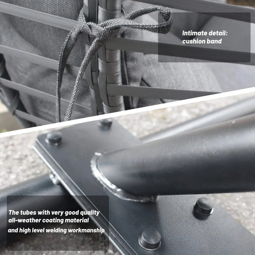 High Quality Outdoor Indoor Black color PE Wicker Swing Egg chair with Antracite Color Cushion And Black Color Base Default -DTYStore