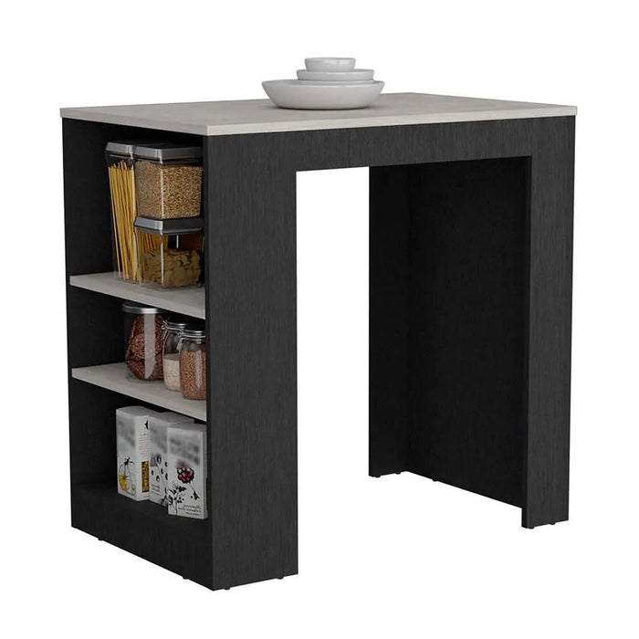 Highlands Kitchen Island with Storage Base in Black and Ibiza Marble Default -DTYStore