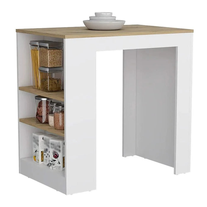 Highlands Kitchen Island with Storage Base in White and Macadamia Default -DTYStore