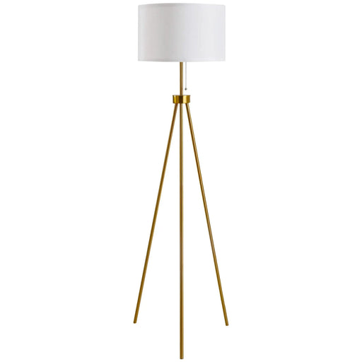 Homcom 59.75' Standing Floor Lamp Fabric Lampshade Steel Tripod, Gold Default -DTYStore