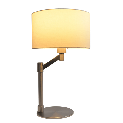 Horizon Brushed Nickel Table Lamp with On/Off Switch Curved Metal Base Linen Shade Default -DTYStore