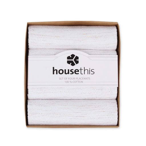 House This ® 100% Cotton Luxe Placemats, Set of 4 White -DTYStore