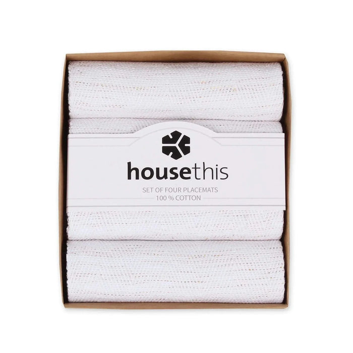 House This ® 100% Cotton Luxe Placemats, Set of 4 White -DTYStore
