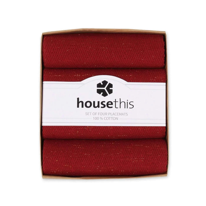 House This ® 100% Cotton Luxe Placemats, Set of 4 Red -DTYStore